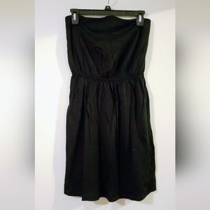 H&M Basics black cotton modal strapless dress, Medium